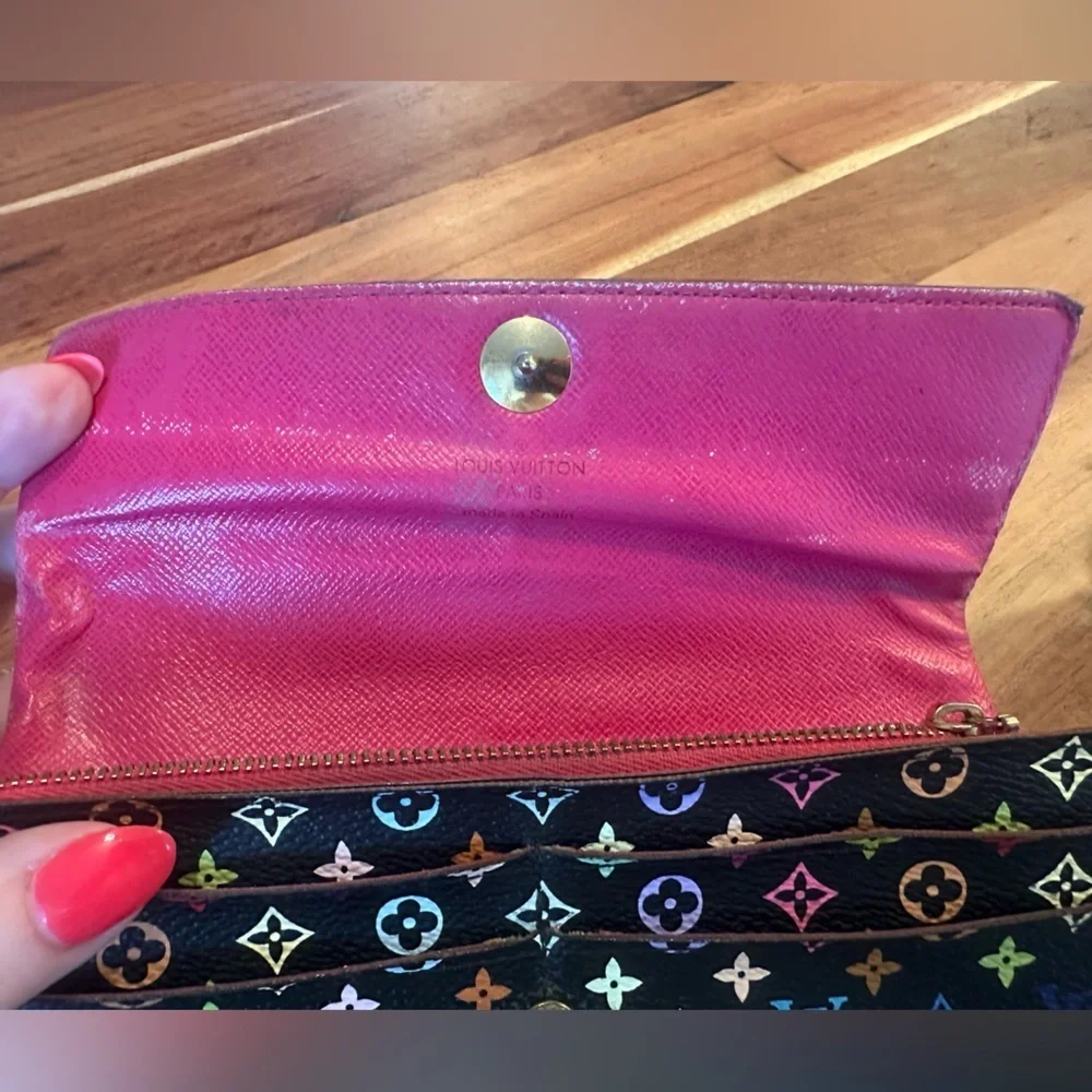 Authentic Louis Vuitton Black Murakami Sarah Wallet